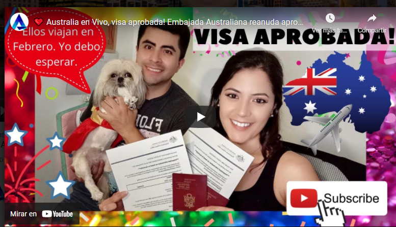 Australia en Vivo, visa aprobada! Embajada Australiana reanuda aprobaci�n de visas.